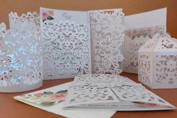 Floral Wedding Invitation Set Set Creazione SVG 3D Di Creative Fabrica Crafts