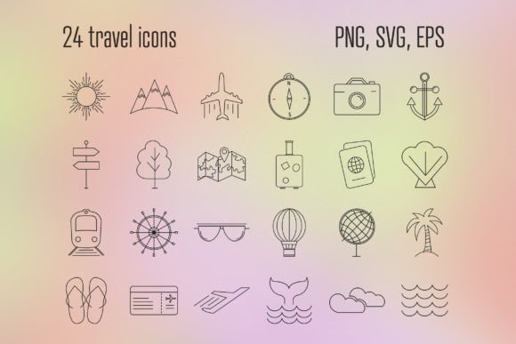 Linear Travel Icons Graphic Icons By DiVy Creative