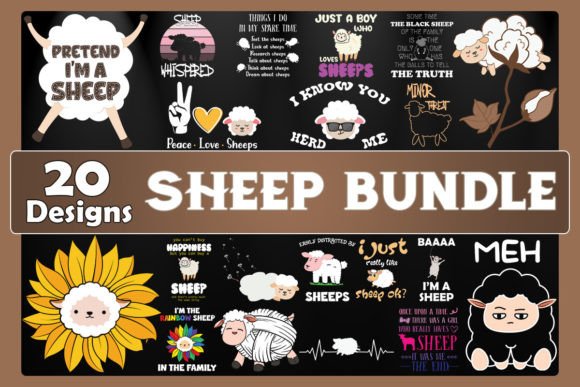 Sheep Bundle SVG 20 Designs Gráfico Manualidades Por Bowcys