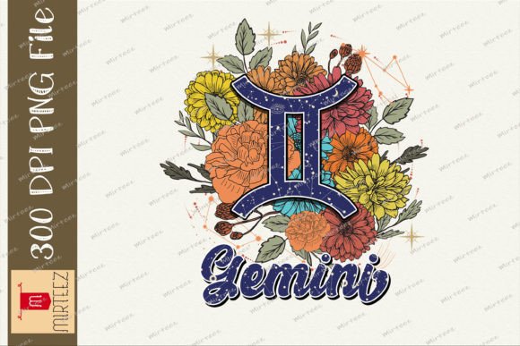 Floral Gemini Zodiac Sign Sublimation Graphic Crafts By Mirteez