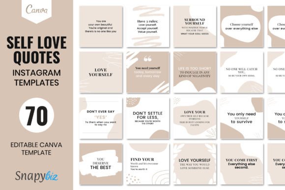Self Love Quote Templates for Instagram Graphic Social Media Templates By SnapyBiz
