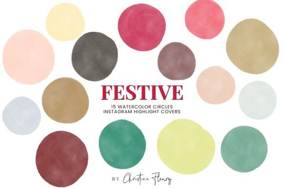 Festive Watercolor Instagram Story Cover Graphic Icons By Christine Fleury