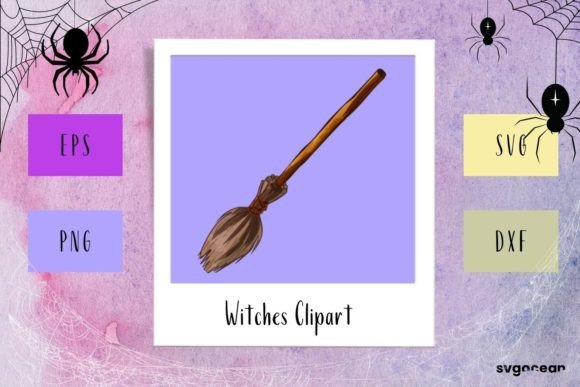 Witch Broomstick Clipart SVG Gráfico Manualidades Por SvgOcean