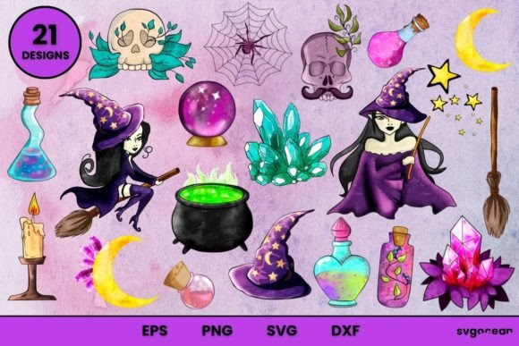 Witch Clipart SVG Bundle Graphic Crafts By SvgOcean