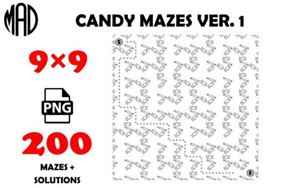 Candy Mazes Style 1 9×9 Illustration Intérieurs KDP Par Marina Art Design