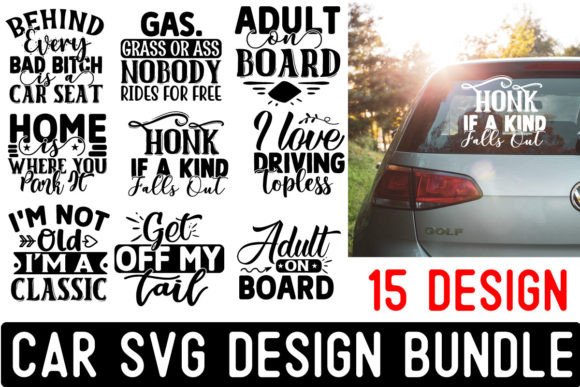 Car Stickers SVG Design Bundle Afbeelding Crafts Door SVG Print design