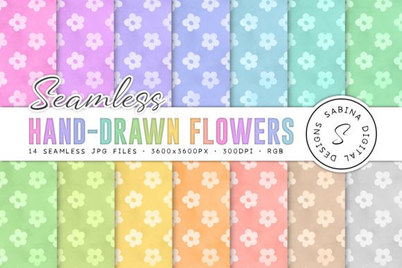 Hand-Drawn Flowers Seamless Patterns Graphic Patterns By Sabina Leja