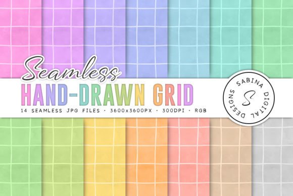 Hand-Drawn Pastel Grid Seamless Patterns Graphic Patterns By Sabina Leja
