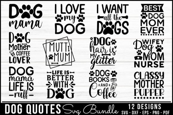 Dog Quotes SVG Bundle - 2 | 12 Designs Grafik Plotterdateien Von BeeCraftR