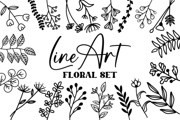 Line Art Floral Set Kits y Sets Archivo de Corte de Manualidades Por Creative Fabrica Crafts