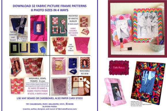 Fabric Photo Frame Patterns 8 Sizes Graphic Sewing Patterns By fabricatedframescom