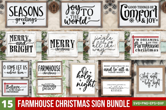 Farmhouse Christmas Sign Bundle Grafika Rękodzieła Przez Regulrcrative