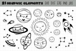 Kawaii Planets Clipart, SOLAR SYSTEM Graphic Crafts By Nataka 2