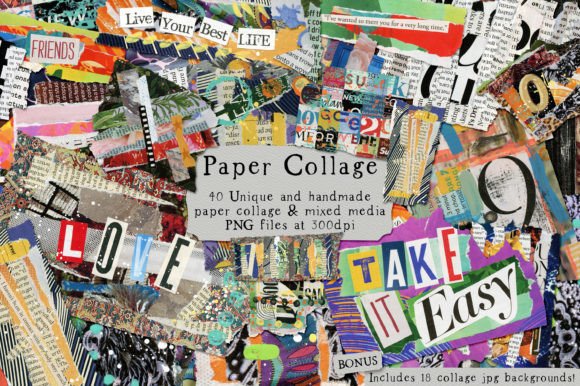 Paper Collage Graphics and Backgrounds Graphic Objects By HG Designs