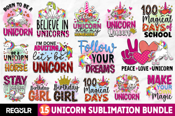 Unicorn Sublimation Bundle Graphic Crafts By Regulrcrative