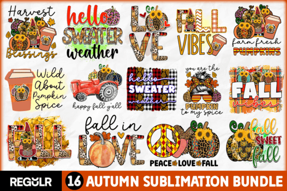 Vintage Autumn Sublimation Bundle Graphic Crafts By Regulrcrative