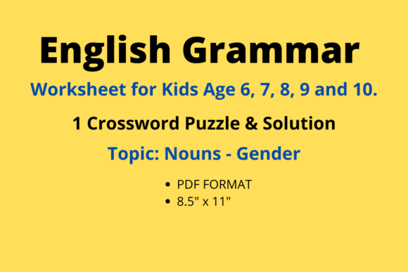 English Grammar Worksheet: Noun - Gender Graphic 3rd grade By joseph varghese