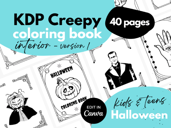 Halloween Coloring Book V1 ♥ Canva Graphic KDP Interiors By Mel Kelly Designs