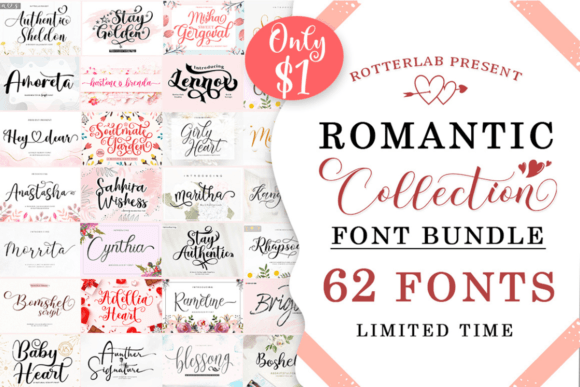 Romantic Collection Font Bundle Bundle By rotterlabstudio