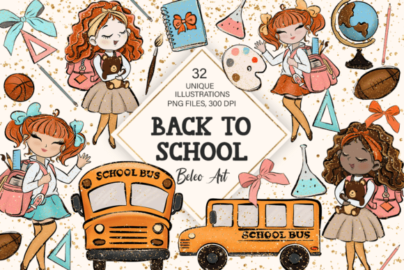 Back to School Clipart| School Clipart Graphic Illustrations By Beleo Art