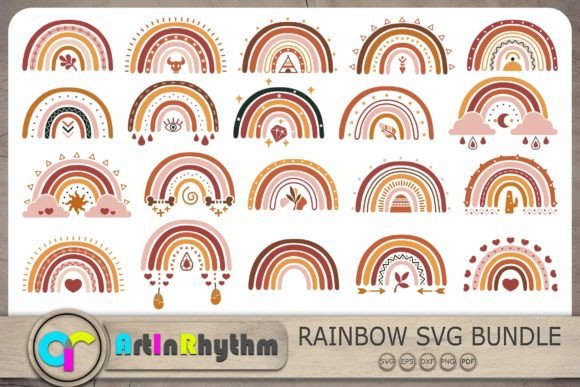 Boho Rainbow Svg Bundle, Boho Rainbows Graphic Crafts By artinrhythm