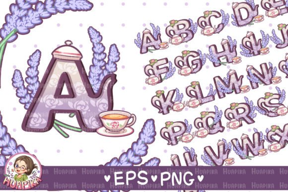Lavender Tea Alphabet Illustration Grafik Druckbare Illustrationen Von huapika