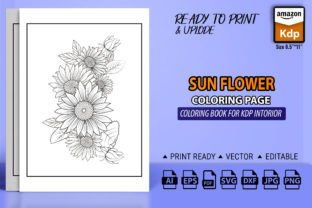 Sun Flower Coloring Page Kdp Interior Graphic Coloring Pages & Books By GraphicArt 1