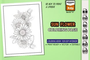 Sun Flower Coloring Page Kdp Interior Graphic Coloring Pages & Books By GraphicArt 2