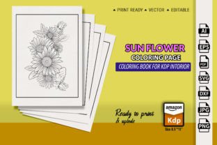 Sun Flower Coloring Page Kdp Interior Graphic Coloring Pages & Books By GraphicArt 3