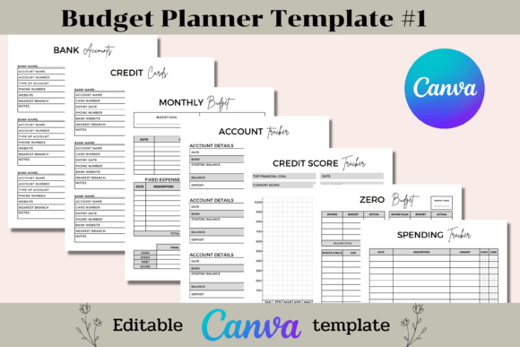 Editable Budget Planner Canva Template Gráfico Modelos de Impressão Por Adalin Digital