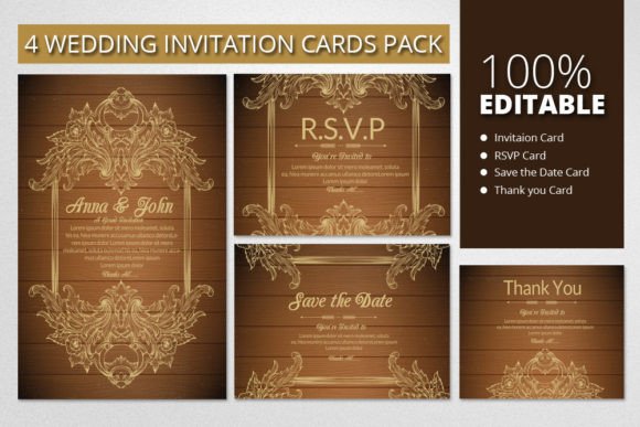Wedding Invite Cards Template Graphic Print Templates By Leza Sam