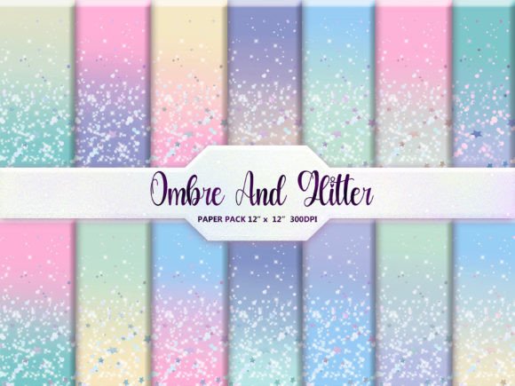 Ombre and Glitter Digital Paper Pack Graphic Backgrounds By DifferPP