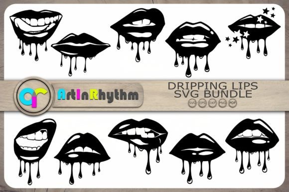 Dripping Lips Bundle - Lips SVG Cut File Grafika Rękodzieła Przez artinrhythm