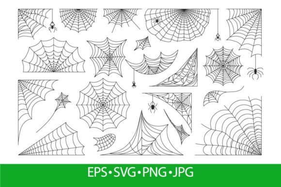 Halloween Spider Web, Black Cobweb Frame Gráfico Manualidades Por frogella.stock