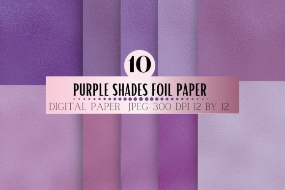 Purple Foil Digital Paper Graphic Print Templates By KY Designx