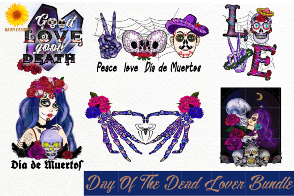 Day of the Dead Lover Bundle Grafica Modelli di Stampa Di Daisy.design
