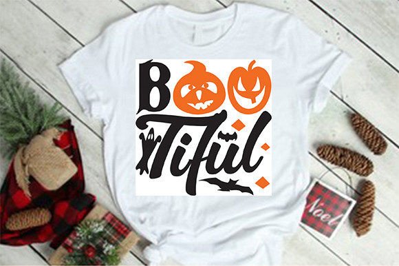 Boo Tiful Halloween SVG Design Graphic T-shirt Designs By Craftiworld