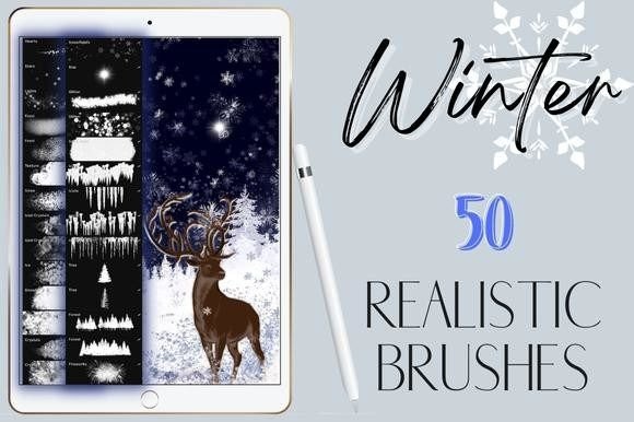 Procreate Winter Realistic Forest Brush Grafik Pinsel Von Calcool