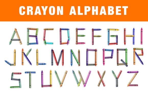 Alphabet Made of Crayon Letters Graphic Illustrations By Alavays