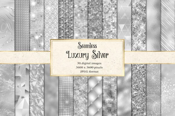 Luxury Silver Digital Paper Graphic Textures By Digital Curio