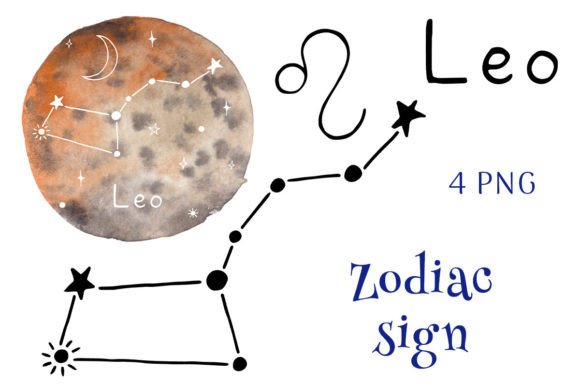 Zodiac Sign Leo. PNG Clipart Graphic Illustrations By TanyaPrintDesign