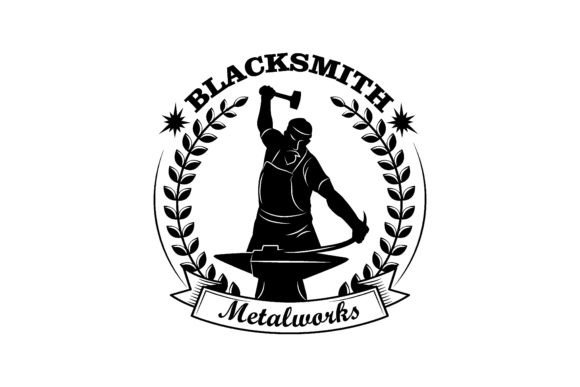 Blacksmith Black Silhouette Vector Illus Gráfico Ilustrações para Impressão Por pch.vector