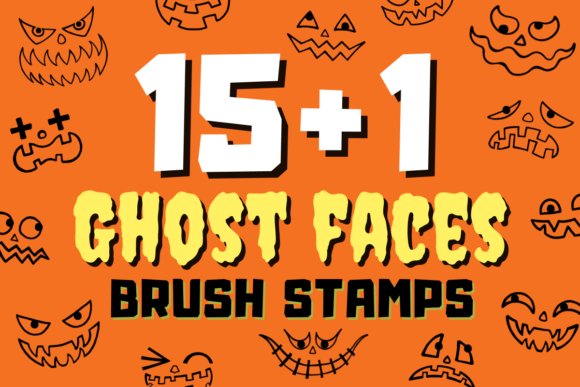 Ghost Faces Halloween Brush Stamps for P Grafik Grafik-Vorlagen Von 1515AngelStudio