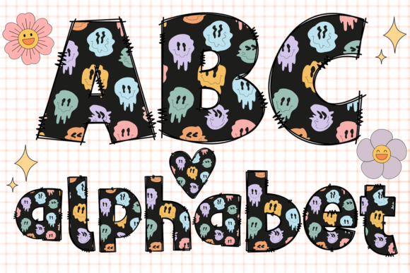 Retro Halloween Doodle Alphabet & Numbers Graphic Crafts By auaino.art
