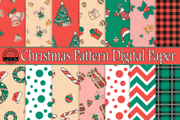 Christmas Pattern Digital Paper Graphic Patterns By Let it be Design