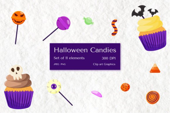 Halloween Party Candies Clip Art Set Graphic Illustrations By TheArcherDesign