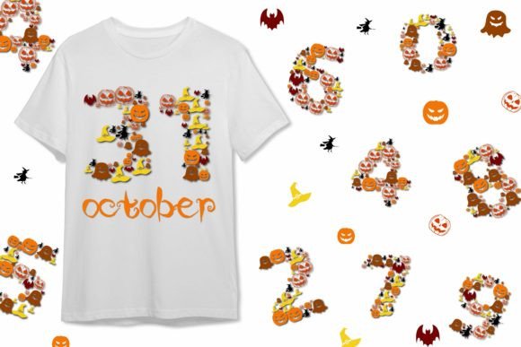 Halloween Vector Numbers Creative Design Graphic T-shirt Designs By HIRA'S INFINITE VISTA
