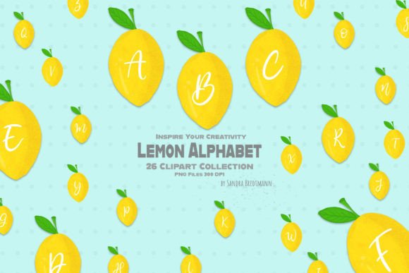 Lemon Alphabet Letters Sublimation Gráfico Artesanato Por flunny