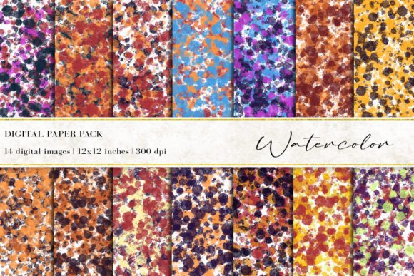 Watercolor Digital Papers Graphic Backgrounds By BonaDesigns