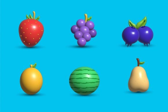 3D Fruits Icon Set Collection Gráfico Iconos Por triplethree.graphic